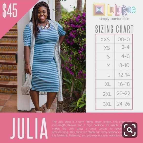 2xl lularoe blue stripes Julia. Like new - Picture 5 of 5